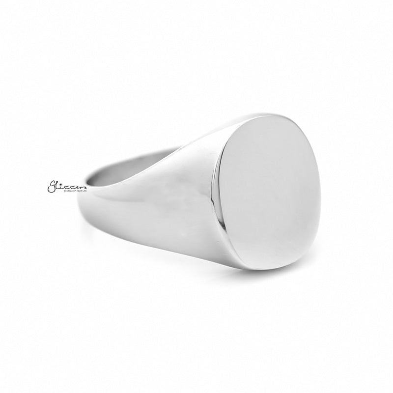 Stainless Steel Oval Signet Blank Plain Ring - Silver-Jewellery, Men's Jewellery, Men's Rings, Rings, Stainless Steel, Stainless Steel Rings-OvalRing-4-Glitters