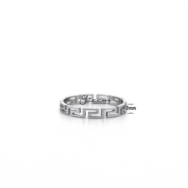 Stainless Steel Greek Key Women's Ring-Jewellery, Rings, Stainless Steel, Stainless Steel Rings, Women's Jewellery, Women's Rings-RG0140_S02_New-Glitters