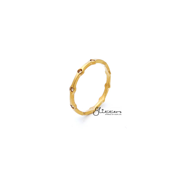 18K Gold Plated over Stainless Steel CZ Dots Women's Rings-Cubic Zirconia, Jewellery, Rings, Stainless Steel Rings, Women's Jewellery, Women's Rings-RG0141_G01-Glitters