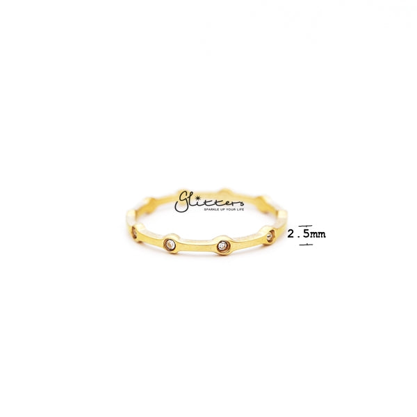 18K Gold Plated over Stainless Steel CZ Dots Women's Rings-Cubic Zirconia, Jewellery, Rings, Stainless Steel Rings, Women's Jewellery, Women's Rings-RG0141_G02_New-Glitters