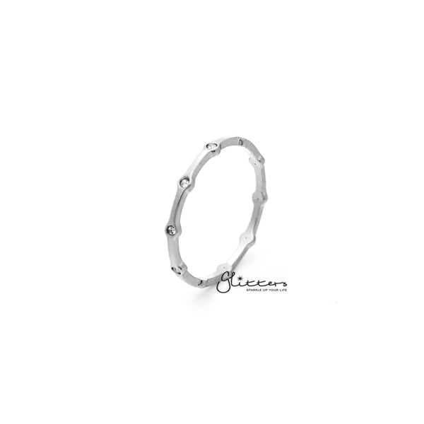 Stainless Steel CZ Dots Women's Rings-Cubic Zirconia, Jewellery, Rings, Stainless Steel, Stainless Steel Rings, Women's Jewellery, Women's Rings-RG0141_S01-Glitters