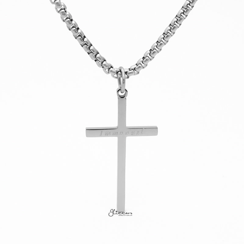 Stainless Steel Immanuel Cross Pendant-Jewellery, Men's Jewellery, Men's Necklace, Necklaces, Pendants, Stainless Steel, Stainless Steel Pendant, Women's Jewellery, Women's Necklace-SP0288-1_1-Glitters