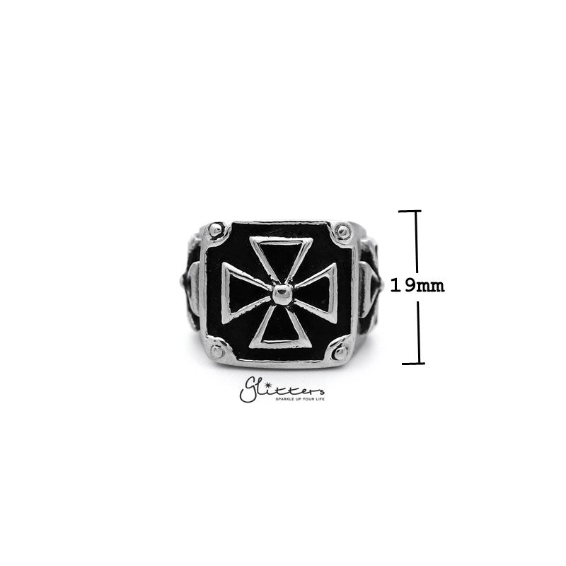Antiqued Stainless Steel Triple Cross Casting Men's Rings-Jewellery, Men's Jewellery, Men's Rings, Rings, Stainless Steel, Stainless Steel Rings-SR0056_800-01_New-Glitters