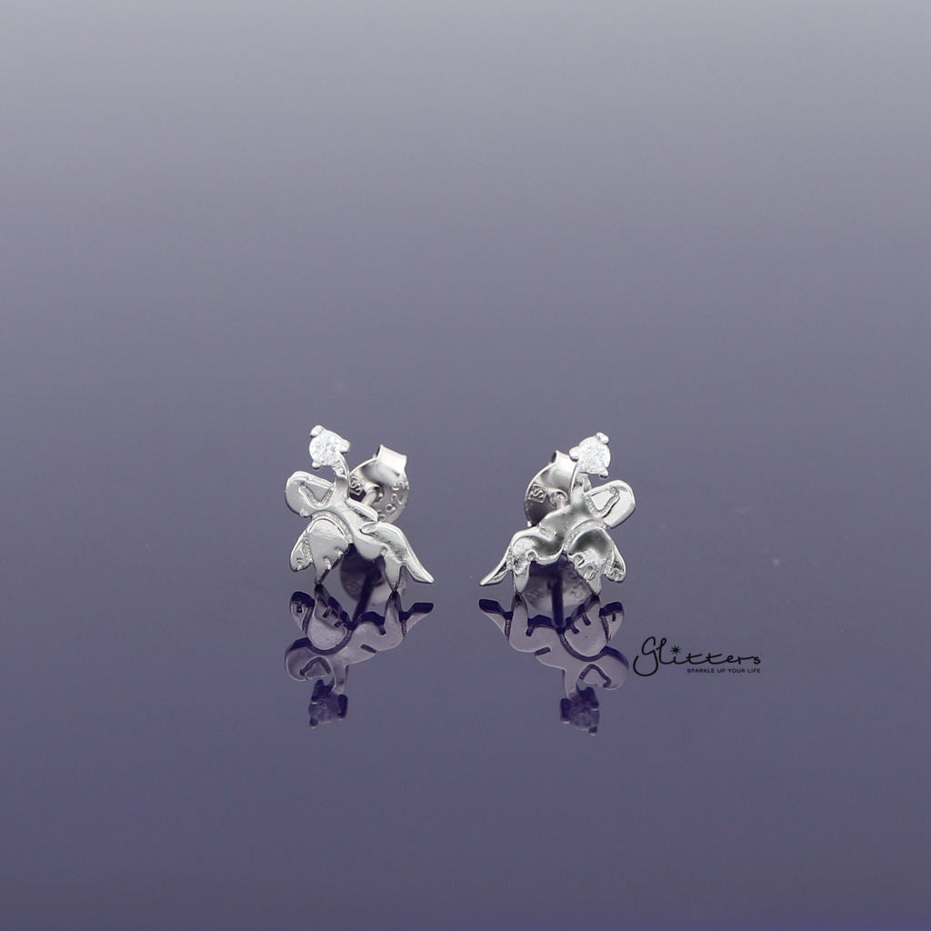 Sterling Silver Angel with C.Z Women's Stud Earrings - Silver | Gold-Cubic Zirconia, earrings, Jewellery, Stud Earrings, Women's Earrings, Women's Jewellery-SSE0267_1000-03-Glitters