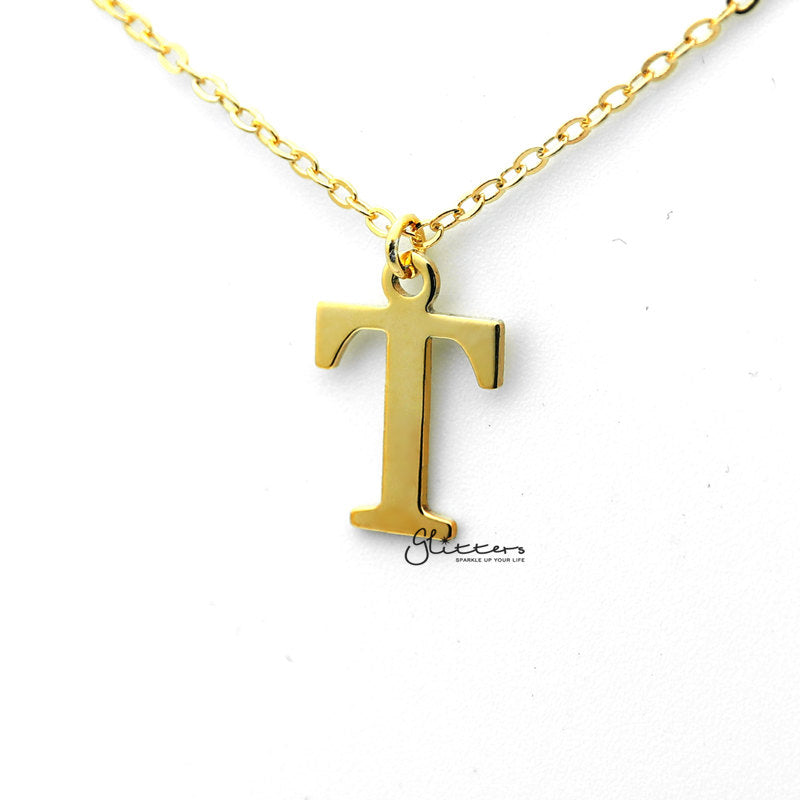 Personalized 24K Gold Plated over Sterling Silver Alphabet Necklace-Font 13-Alphabet Necklace, Personalized-SSP0012-C-Glitters