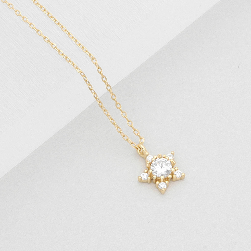 Sterling Silver C.Z Star Necklace-Cubic Zirconia, Jewellery, Necklaces, New, Sterling Silver Necklaces, Women's Jewellery, Women's Necklace-SSP0085-G1_1-Glitters