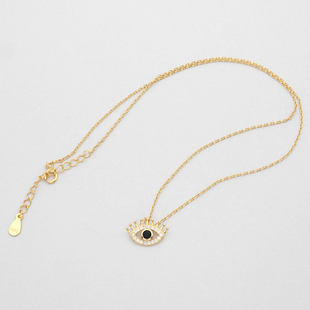 Sterling Silver Evil Eye Necklace-Cubic Zirconia, Jewellery, Necklaces, New, Sterling Silver Necklaces, Women's Jewellery, Women's Necklace-SSP0186-G2_1000-Glitters