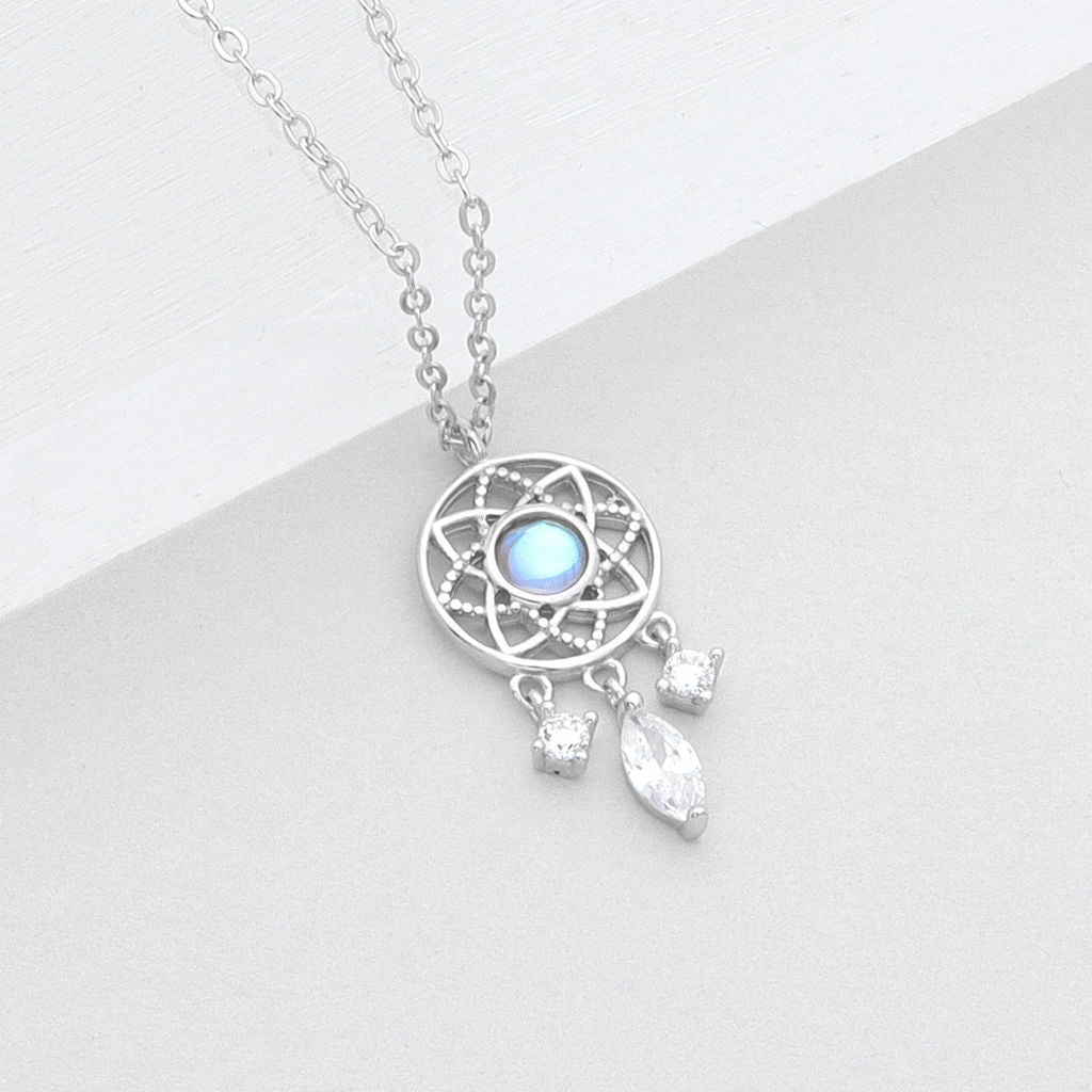 Sterling Silver Dream Catcher Necklace-Cubic Zirconia, Jewellery, Necklaces, New, Sterling Silver Necklaces, Women's Jewellery, Women's Necklace-SSP0189-1_1-Glitters