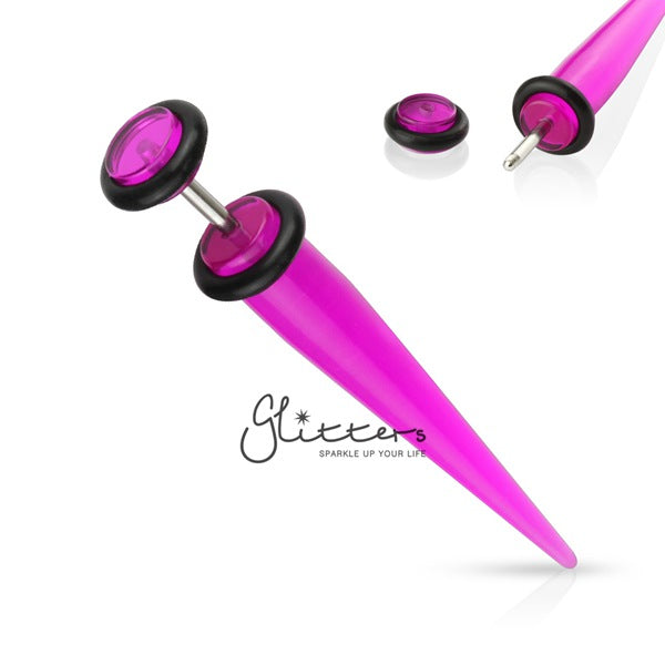Purple Fake Acrylic Taper with 2 O rings-Body Piercing Jewellery, earrings, Fake Plug-TAFX-A-07-Glitters
