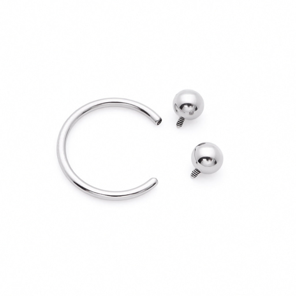 Titanium Horseshoes with Internally Threaded Balls-Body Piercing Jewellery, Cartilage, G23 Titanium, Horseshoe, New, Nipple Barbell, Septum Ring-TCP0001-B-04_1-Glitters
