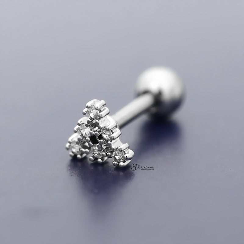 C.Z Paved Triangle Tragus Cartilage Earring - Ball End | Flat Back-Body Piercing Jewellery, Cartilage, Cubic Zirconia, earrings, Flat back, Jewellery, Tragus, Women's Earrings, Women's Jewellery-TG0076-B_800-Glitters