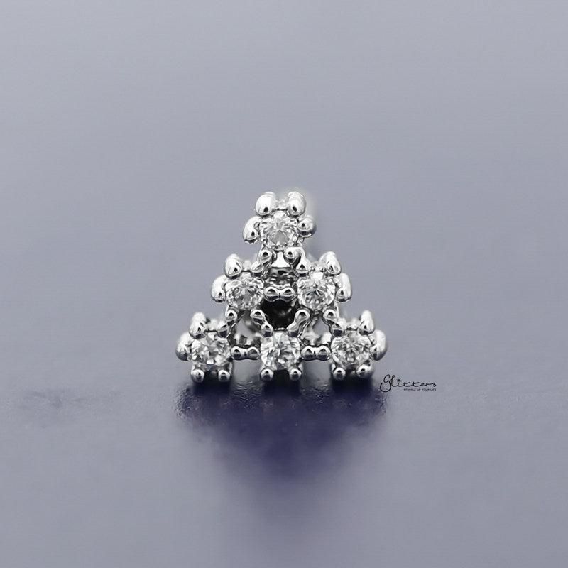 C.Z Paved Triangle Tragus Cartilage Earring - Ball End | Flat Back-Body Piercing Jewellery, Cartilage, Cubic Zirconia, earrings, Flat back, Jewellery, Tragus, Women's Earrings, Women's Jewellery-TG0076_800-Glitters