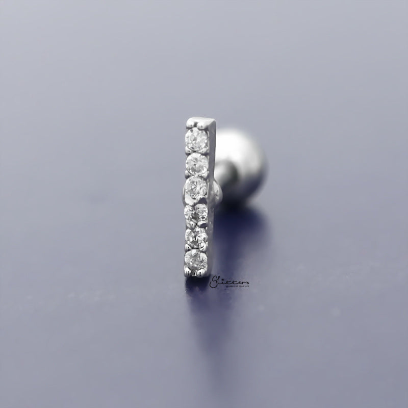 Micro CZ Paved Bar Tragus Cartilage Earring Stud-Body Piercing Jewellery, Cartilage, Cubic Zirconia, earrings, Jewellery, Tragus, Women's Earrings, Women's Jewellery-TG0077_800-Glitters