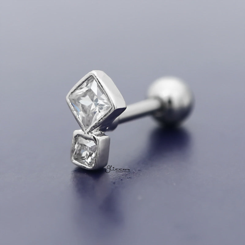 C.Z Rhombus Tragus Cartilage Earring - Ball End | Flat Back-Body Piercing Jewellery, Cartilage, Cubic Zirconia, earrings, Flat back, Jewellery, Tragus, Women's Earrings, Women's Jewellery-TG0083-B_800-Glitters