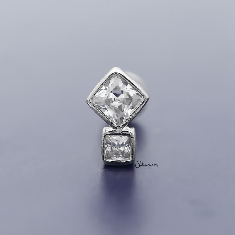 C.Z Rhombus Tragus Cartilage Earring - Ball End | Flat Back-Body Piercing Jewellery, Cartilage, Cubic Zirconia, earrings, Flat back, Jewellery, Tragus, Women's Earrings, Women's Jewellery-TG0083_800-Glitters