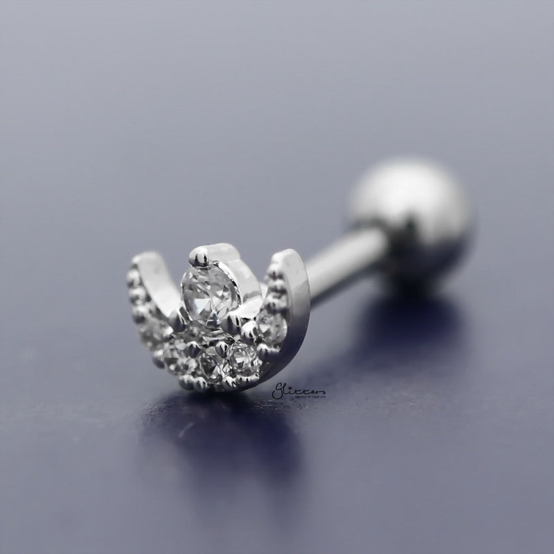 C.Z Paved Moon Tragus Cartilage Earring - Ball End | Flat Back-Body Piercing Jewellery, Cartilage, Cubic Zirconia, earrings, Flat back, Jewellery, Tragus, Women's Earrings, Women's Jewellery-TG0084-B_800-Glitters