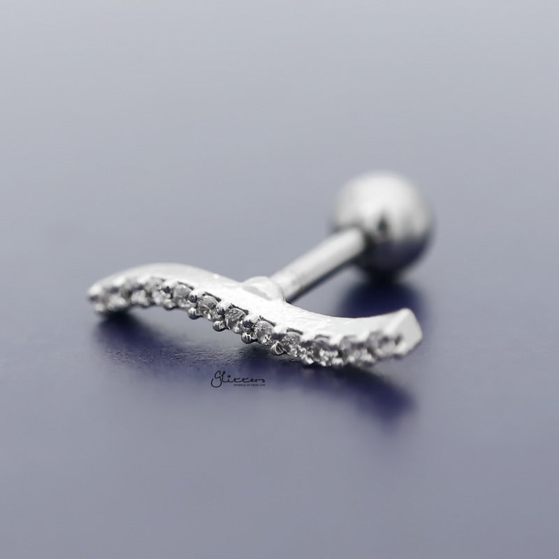Micro CZ Paved Waved Bar Tragus Cartilage Earring Stud-Body Piercing Jewellery, Cartilage, Cubic Zirconia, earrings, Jewellery, Tragus, Women's Earrings, Women's Jewellery-TG0087-2_800-Glitters