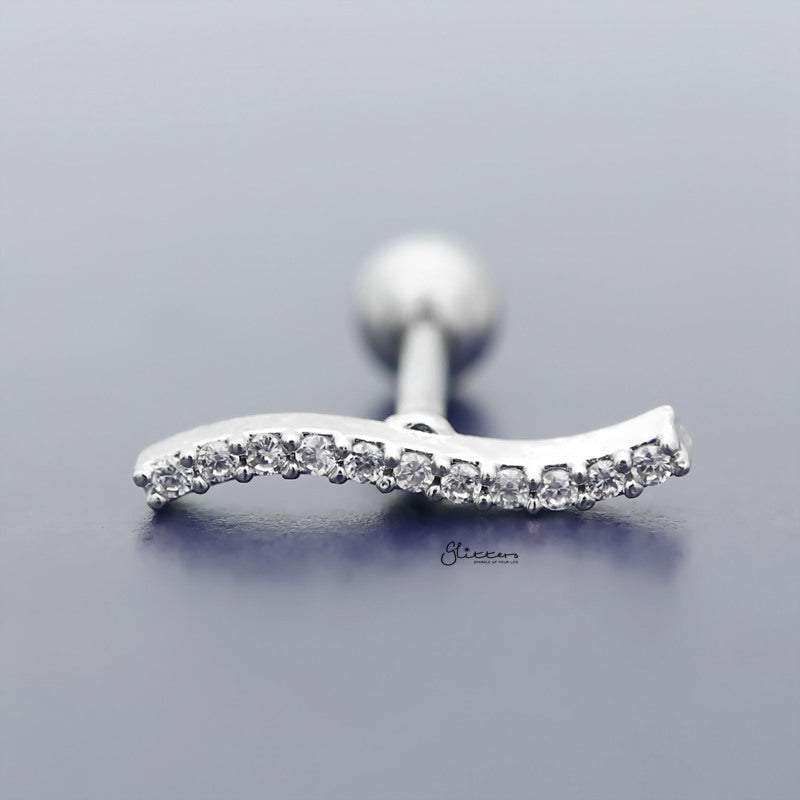 Micro CZ Paved Waved Bar Tragus Cartilage Earring Stud-Body Piercing Jewellery, Cartilage, Cubic Zirconia, earrings, Jewellery, Tragus, Women's Earrings, Women's Jewellery-TG0087_800-Glitters