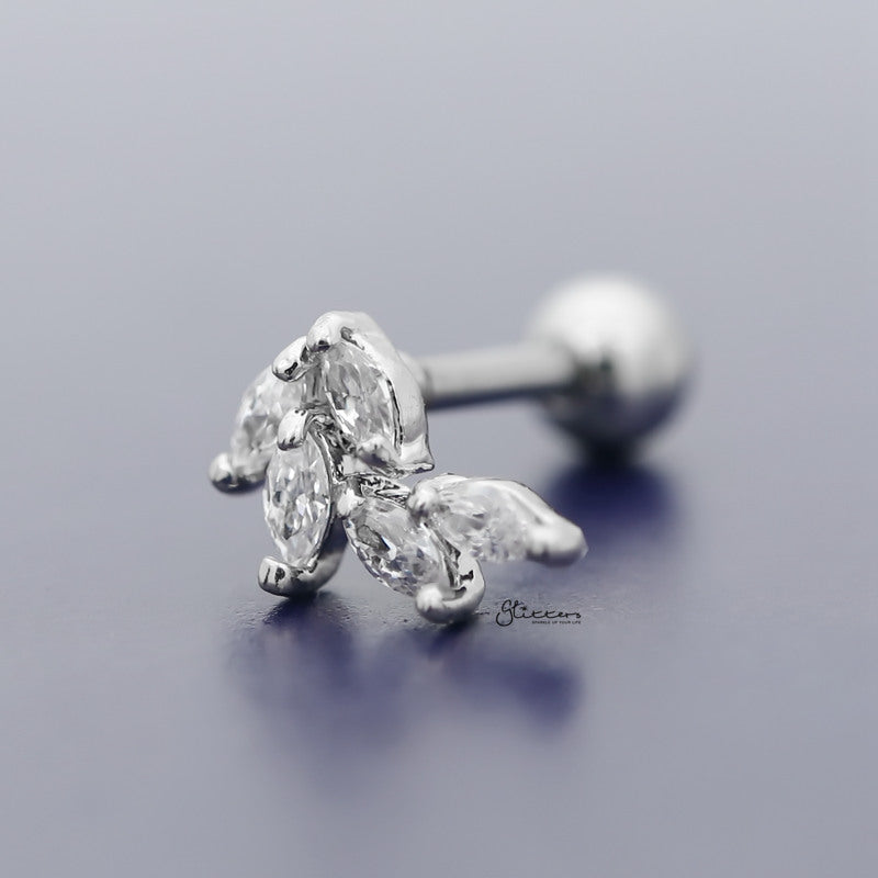 Five Oval C.Z Tragus Cartilage Earring Stud-Body Piercing Jewellery, Cartilage, Cubic Zirconia, earrings, Jewellery, Tragus, Women's Earrings, Women's Jewellery-TG0089-2_800-Glitters