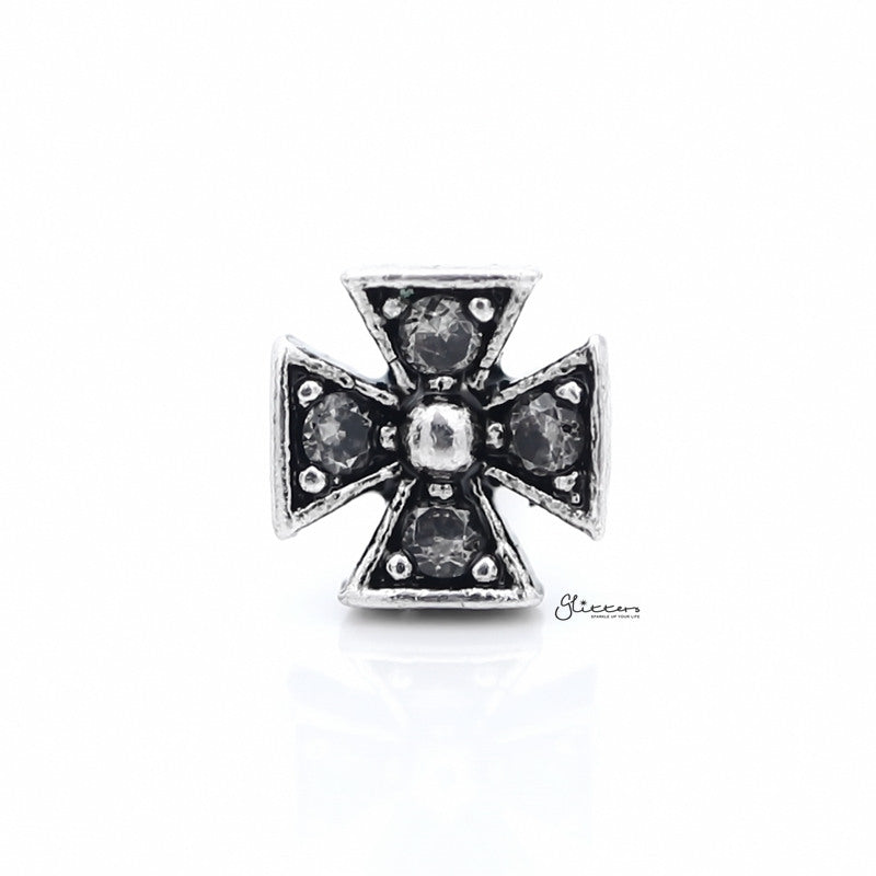 C.Z Cross Pattee Tragus Cartilage Earring Stud-Body Piercing Jewellery, Cartilage, Cubic Zirconia, earrings, Jewellery, Tragus, Women's Earrings, Women's Jewellery-TG0093_800-Glitters