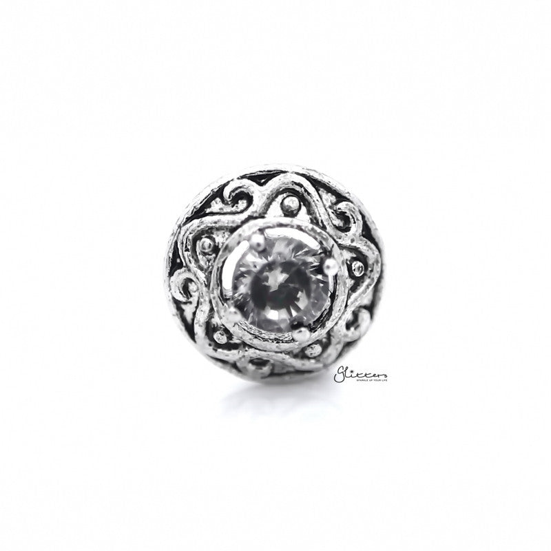 Round Tribal Pattern with C.Z Centered Tragus Cartilage Earring Stud-Body Piercing Jewellery, Cartilage, Cubic Zirconia, earrings, Jewellery, Tragus, Women's Earrings, Women's Jewellery-TG0096_800-Glitters