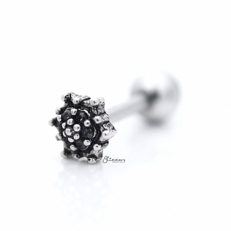 Hexagon with C.Z Paved Tragus Cartilage Earring Stud-Body Piercing Jewellery, Cartilage, Cubic Zirconia, earrings, Jewellery, Tragus, Women's Earrings, Women's Jewellery-TG0099-2_800-Glitters