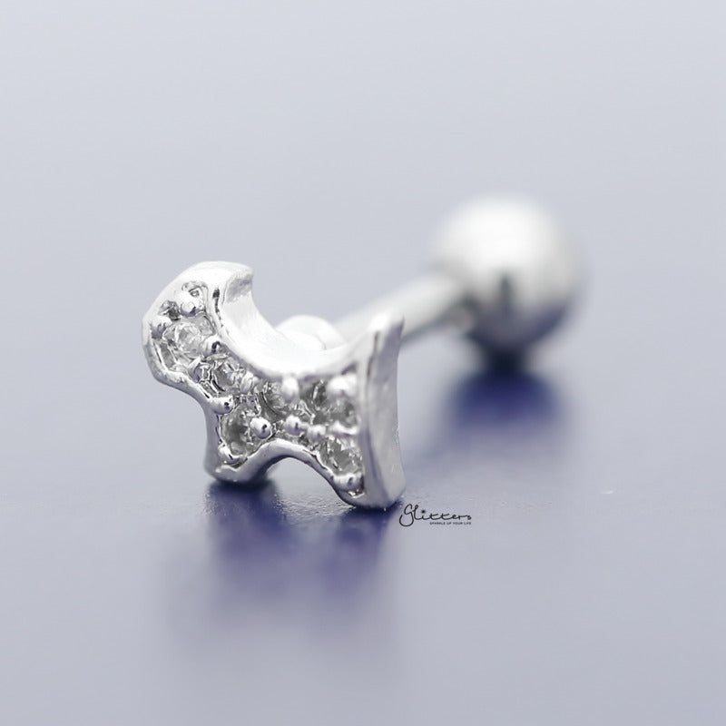 C.Z Paved Doggy Tragus Cartilage Earring - Ball End | Flat Back-Body Piercing Jewellery, Cartilage, Cubic Zirconia, earrings, Flat back, Jewellery, Tragus, Women's Earrings, Women's Jewellery-TG0103-B_800-Glitters