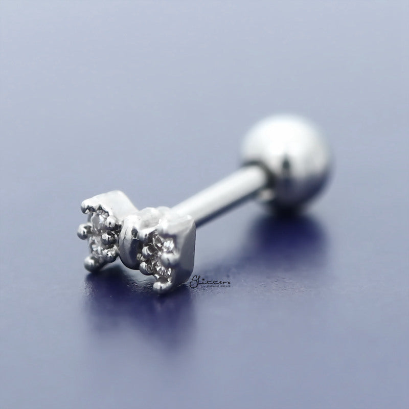 C.Z Paved Bow Tie Tragus Cartilage Earring Stud-Body Piercing Jewellery, Cartilage, Cubic Zirconia, earrings, Jewellery, Tragus, Women's Earrings, Women's Jewellery-TG0115_2-Glitters