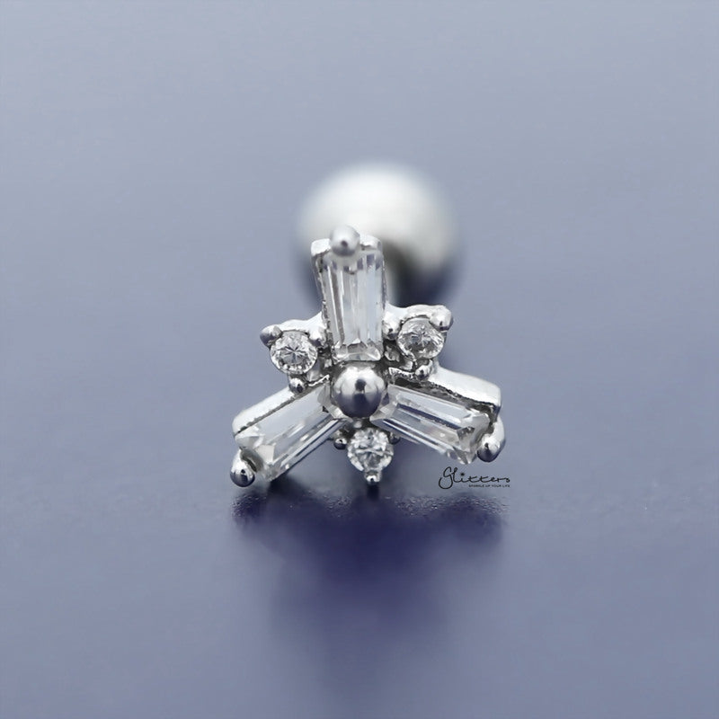 Three Rectangle C.Z Tragus Cartilage Earring Stud-Body Piercing Jewellery, Cartilage, Cubic Zirconia, earrings, Jewellery, Tragus, Women's Earrings, Women's Jewellery-TG0116_1-Glitters