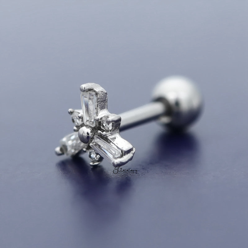 Three Rectangle C.Z Tragus Cartilage Earring Stud-Body Piercing Jewellery, Cartilage, Cubic Zirconia, earrings, Jewellery, Tragus, Women's Earrings, Women's Jewellery-TG0116_2-Glitters