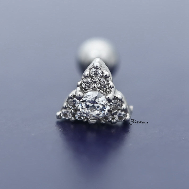 C.Z Paved Triangle Tragus Cartilage Earring Stud-Body Piercing Jewellery, Cartilage, Cubic Zirconia, earrings, Jewellery, Tragus, Women's Earrings, Women's Jewellery-TG0120_1-Glitters