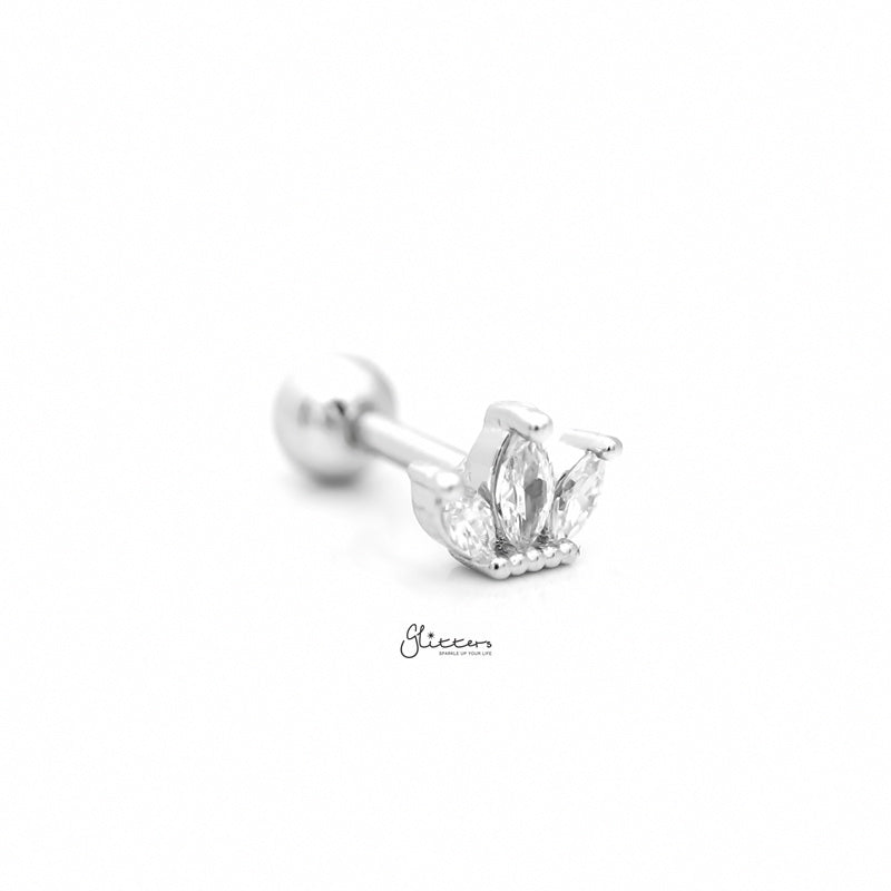 Triple Marquise CZ Set Cartilage Tragus Piercing Earring - Silver-Body Piercing Jewellery, Cartilage, Cubic Zirconia, earrings, Jewellery, Tragus, Women's Earrings, Women's Jewellery-TG0134-S2_800-Glitters