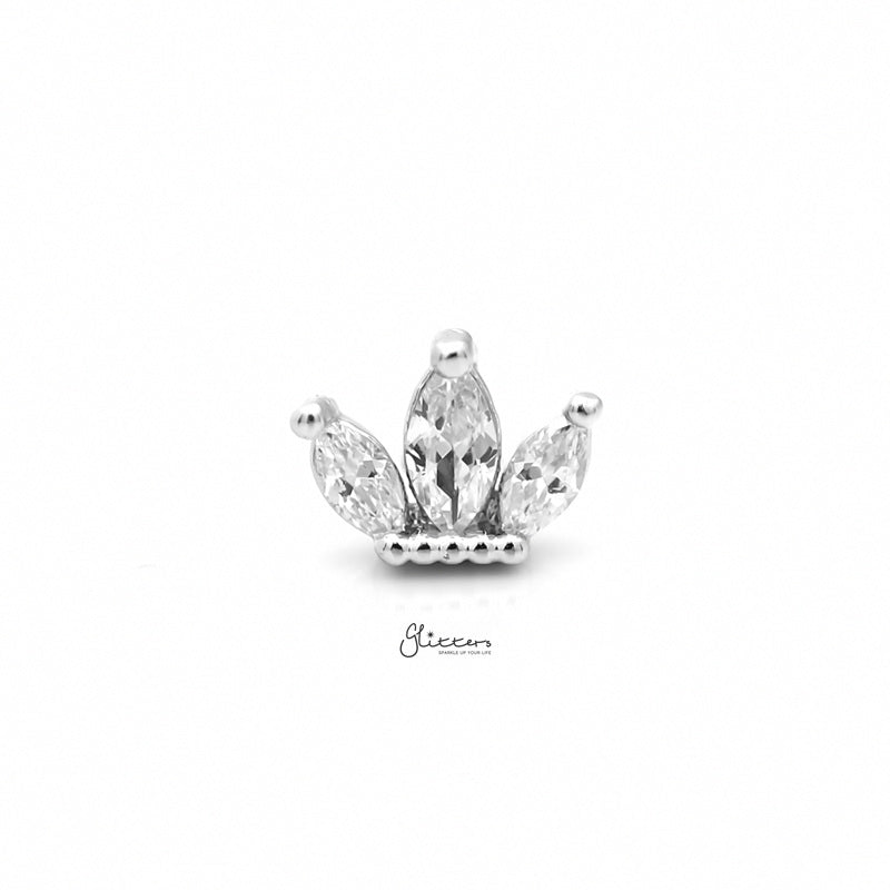 Triple Marquise CZ Set Cartilage Tragus Piercing Earring - Silver-Body Piercing Jewellery, Cartilage, Cubic Zirconia, earrings, Jewellery, Tragus, Women's Earrings, Women's Jewellery-TG0134-S_800-Glitters