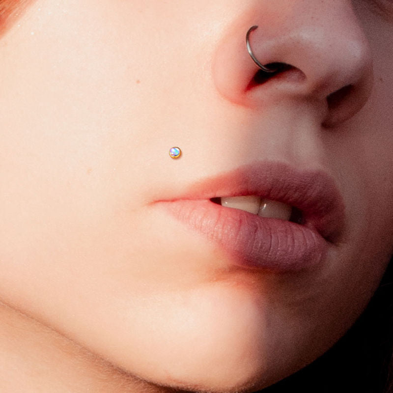 Iridescent Stone Top Flat Back Stud - Gold-Body Piercing Jewellery, Cartilage, Jewellery, Labret, Tragus, Women's Earrings, Women's Jewellery-TG0137-m_30a04828-64d4-4dea-a276-1c9509970d8d-Glitters