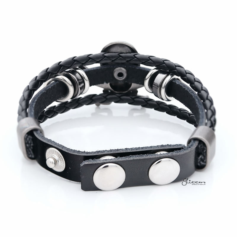 Classic Multilayer Pirate Skull and Cross Swords Adjustable Leather Bracelet-Bracelets, Jewellery, leather bracelet, Men's Bracelet, Men's Jewellery-bcl0186-2_800-Glitters