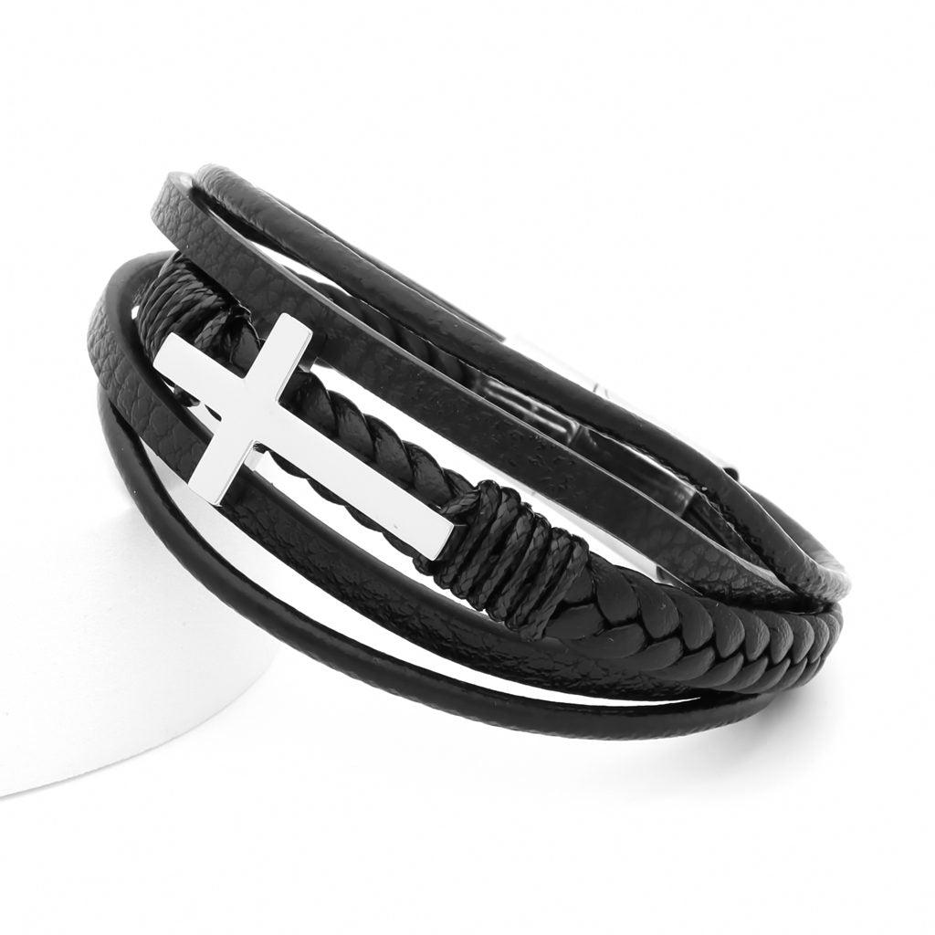 Cross Multilayer Leather Bracelet Glitters Fast Shipping NZ AU