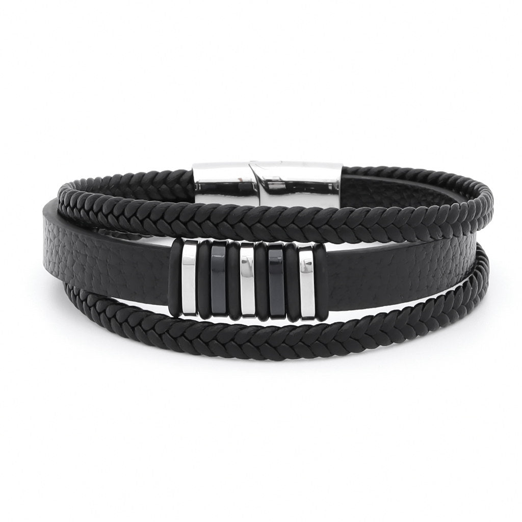 Mens leather hot sale magnetic bracelets