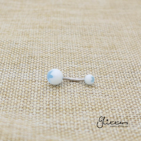 14 Gauge Acrylic Flower Balls Belly Button Ring - Light Blue-Belly Ring, Body Piercing Jewellery, Sale-bj0062-Flower07-Glitters