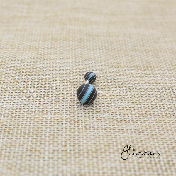 14 Gauge Acrylic Multi Color Strips Balls Belly Button Ring - Black/Blue-Belly Ring, Body Piercing Jewellery, Sale-bj0062-strip11-Glitters