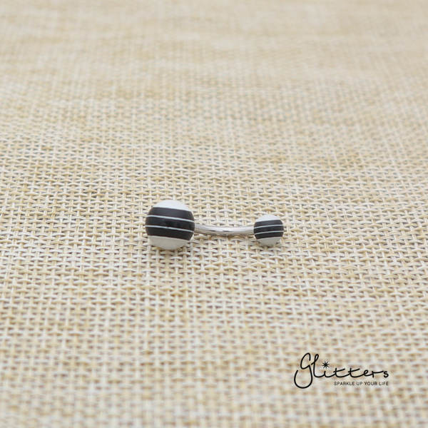 14 Gauge Acrylic Multi Color Strips Balls Belly Button Ring - Black-Belly Ring, Body Piercing Jewellery, Sale-bj0062-strip13-Glitters