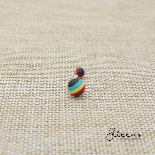 14 Gauge Acrylic Multi Color Strips Balls Belly Button Ring - Rasta-Belly Ring, Body Piercing Jewellery, Sale-bj0062-strip29-Glitters
