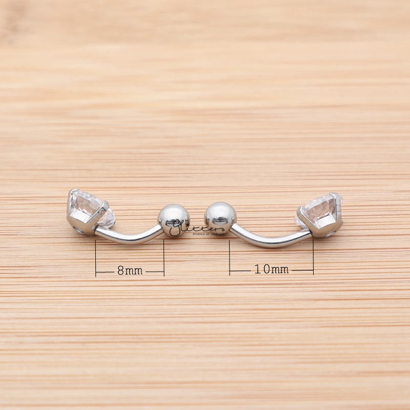 316L Surgical Steel Prong Set Cubic Zirconia Belly Button Ring-Silver-Belly Ring, Body Piercing Jewellery, Cubic Zirconia-bj0286_02_New-Glitters