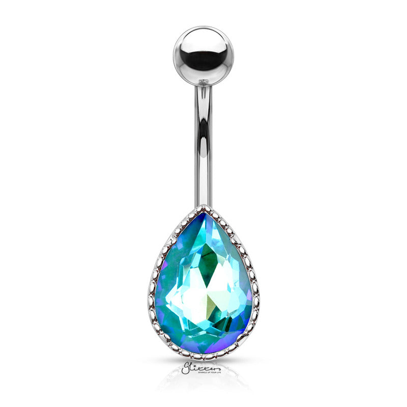 AB Effect Tear Drop Stone Belly Button Navel Ring - Aqua-Belly Ring, Body Piercing Jewellery, Cubic Zirconia-bj0321-q-1_81096a18-4cbf-4781-b4cf-f910da57de4a-Glitters