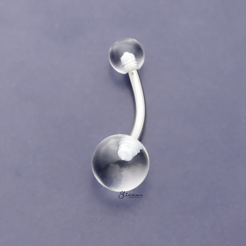 Acrylic Balls Belly Button Navel Ring - Clear-Belly Ring, Body Piercing Jewellery-bj0331-c-Glitters