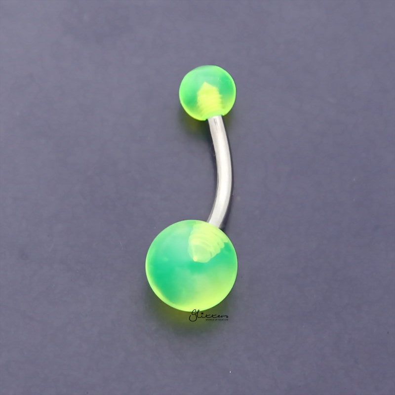 Green belly store button rings