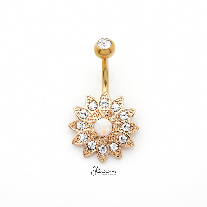 Rose gold opal hot sale belly ring