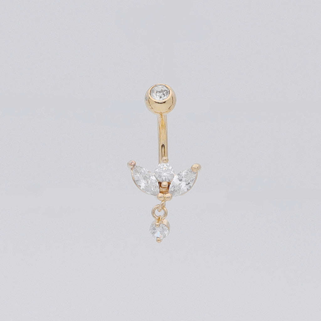 Gold diamond belly on sale ring