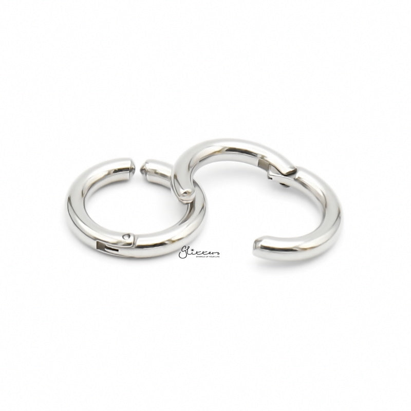 Non-Pierced Stainless Steel Clip On Round Hoop Earrings - Silver