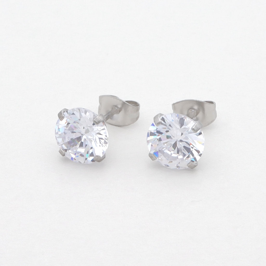 Round Cubic Zirconia Martini Stud Earrings-Cubic Zirconia, earrings, Jewellery, Men's Earrings, Men's Jewellery, New, Stud Earrings, Women's Earrings, Women's Jewellery-er0039-8-1_1-Glitters