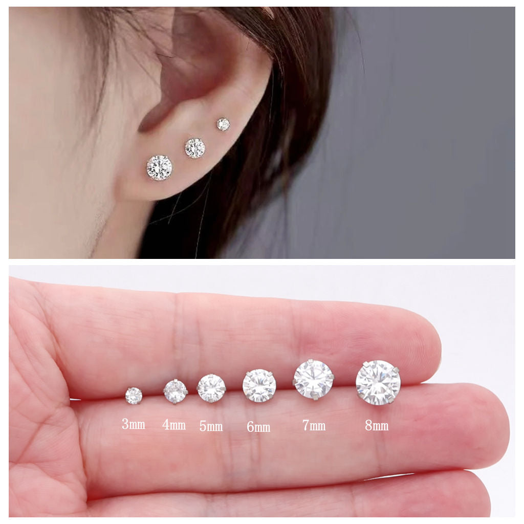 Round Cubic Zirconia Martini Stud Earrings-Cubic Zirconia, earrings, Jewellery, Men's Earrings, Men's Jewellery, New, Stud Earrings, Women's Earrings, Women's Jewellery-er0039-8-6-Glitters